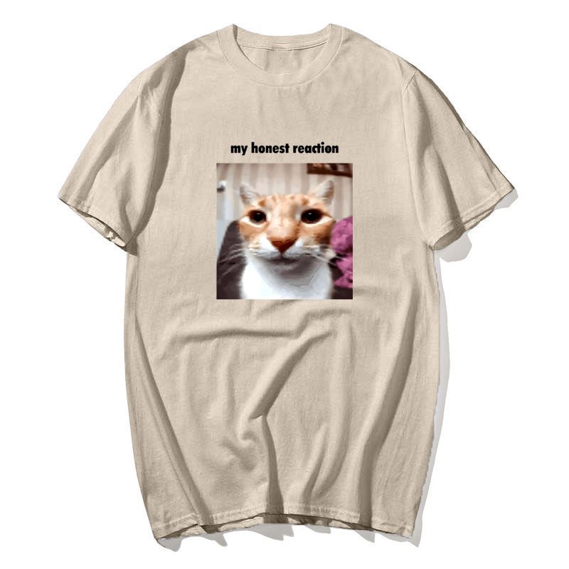 Của Tôi Phản Ứng Trung Thực Áo Phông Mèo Ngộ nghĩnh Meme Đồ Họa Áo Nam Nữ Cotton Thời Trang Mùa Hè Áo Thun Rời Quá Khổ Cotton Tee