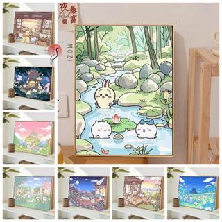Mozi Tranh sơn dầu số hoá 40x50cm / 30x40cm Jiikawa, tranh tô màu số hoá, bộ tô màu theo yêu cầu