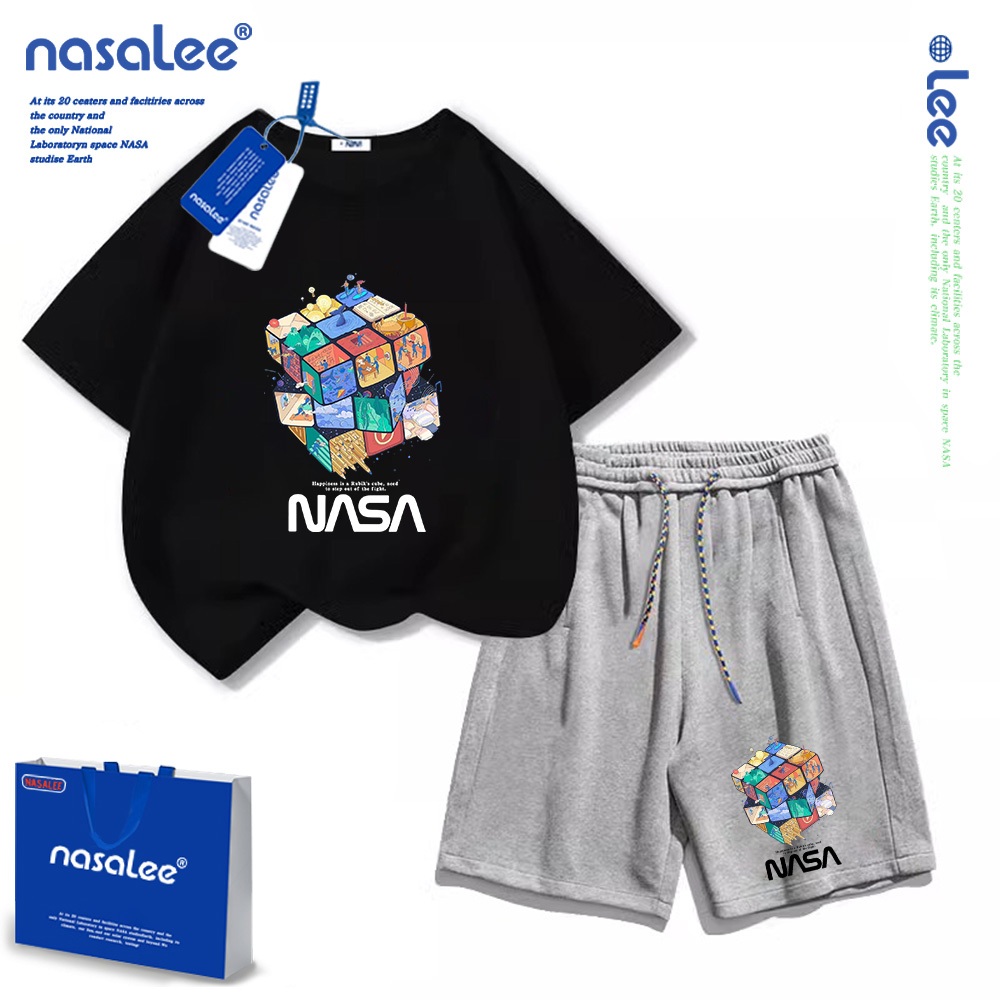 Nasa Pure Cotton Suit 2025 Phong Cách Mới Trẻ Em Quần Short Tay Ngắn Mềm Mại Thoải Mái Thời Trang Dễ Thương