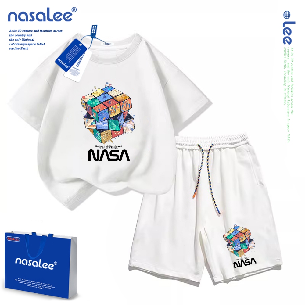 Nasa Pure Cotton Suit 2025 Phong Cách Mới Trẻ Em Quần Short Tay Ngắn Mềm Mại Thoải Mái Thời Trang Dễ Thương