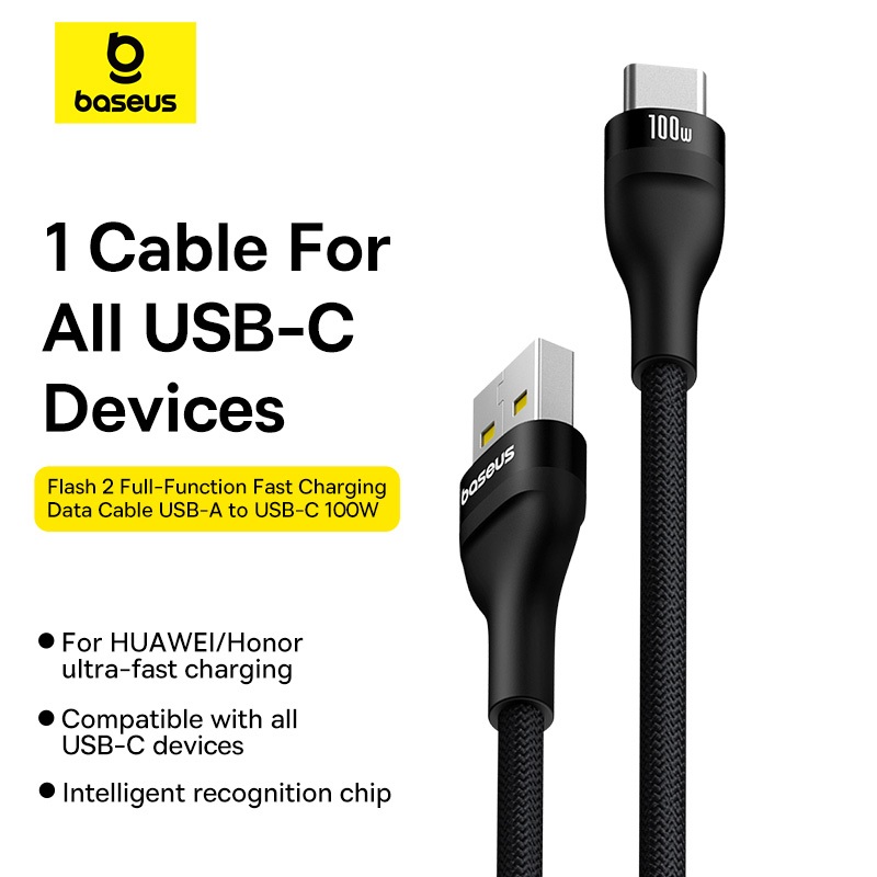 Baseus Flash Series2 100w Cáp dữ liệu USB sang Type-C sạc nhanh hoàn toàn tương thích