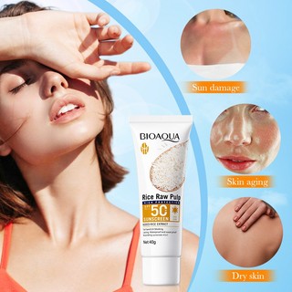 [Giảm giá hấp dẫn] Kem chống nắng bột giấy thô BIOAQUA Rice SPF50 + PA + + + Chống nắng toàn dải chống nắng chống nước lâu dài 40g