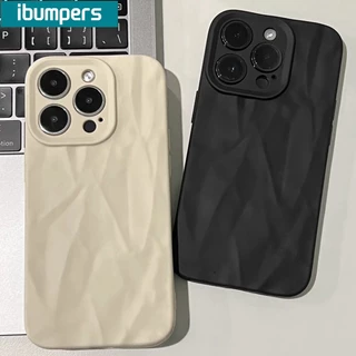 ibumpers Ốp Điện Thoại Dơn Giản 3D Xếp Li Hàn Quốc Cho IPhone 11 16 Pro Max 15 12 13 14 Pro Max XS XR 7 8 Plus Ốp Lưng Nhám Mờ Silicon Mềm Chống Sốc Chống Bẩn