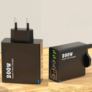 Usb C Nhanh 200W 6 Cổng Sạc Nhanh PD Sạc Nguồn EU-Plug Adapter Tương Thích Cho iPhone 16 15 Galaxy S25 S23 Xiaomi