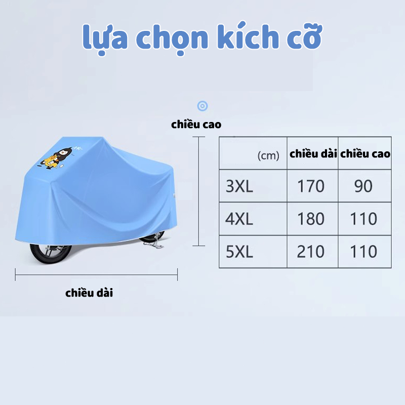 Vải Oxford màu xanh lam Bạt Phủ Xe Máy，Bạt Che Xe Máy điện Bảo vệ khỏi mưa và nắng，Có nhiều dải phản quang - Túi giao hàng