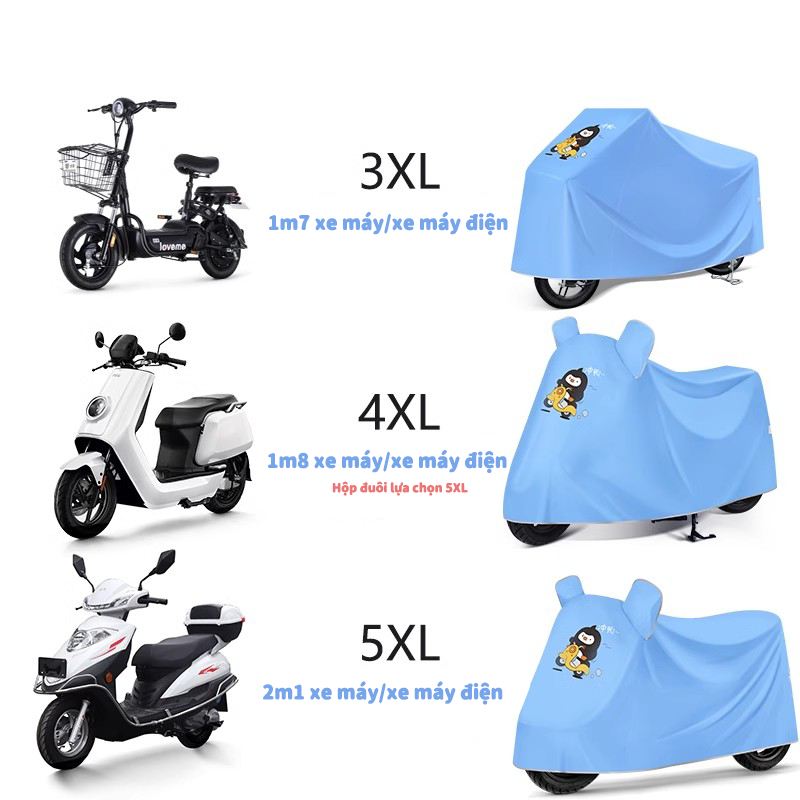 Vải Oxford màu xanh lam Bạt Phủ Xe Máy，Bạt Che Xe Máy điện Bảo vệ khỏi mưa và nắng，Có nhiều dải phản quang - Túi giao hàng