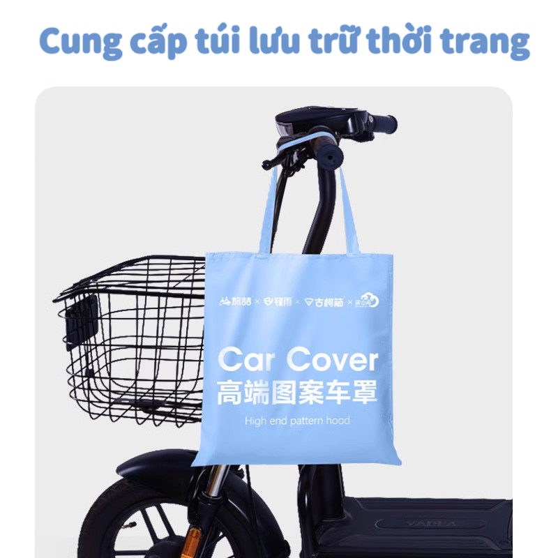 Vải Oxford màu xanh lam Bạt Phủ Xe Máy，Bạt Che Xe Máy điện Bảo vệ khỏi mưa và nắng，Có nhiều dải phản quang - Túi giao hàng