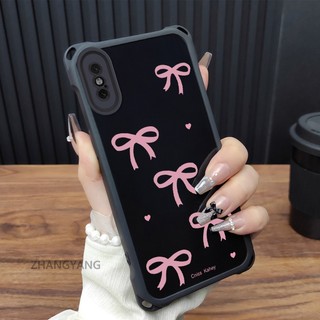 Ốp Lưng Cho iPhone X XS XR XS MAX Silicone Bốn Góc Chống Rơi TPU Màu Hồng nơ Điện Thoại Thẩm Mỹ Thiết Kế Mới Có Thể Tự Do Kết Hợp Với Dây Treo