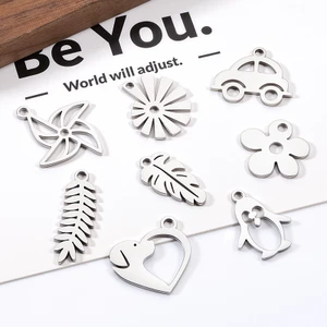 Mặt Vòng cổ cối xay gió thép không gỉ đánh bóng, mặt chim cánh cụt, trang sức DIY, vòng tay charm