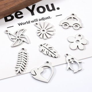 Mặt Vòng cổ cối xay gió thép không gỉ đánh bóng, mặt chim cánh cụt, trang sức DIY, vòng tay charm