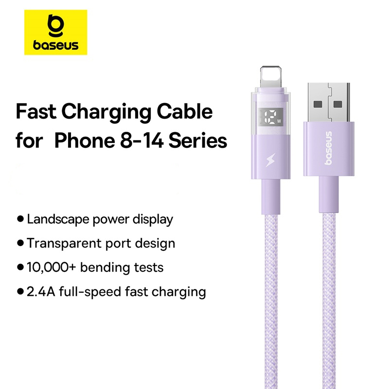 Cáp dữ liệu sạc nhanh Baseus Display 2 2.4A -1m / 2m, PC + Nylon bện