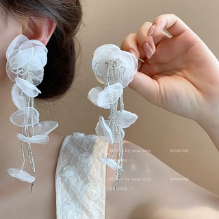 Bông tai hoa tua dài dành cho nữ khuyên tai mùa hè bên bờ biển thông thường phong cách kỳ nghỉ mùa hè