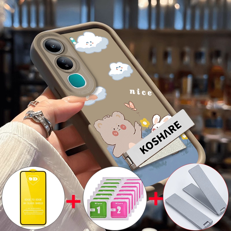 Với Vỏ Phim Mềm 9D Cho VIVO v40 lite VIVO Y19S 4g VIVO y29s y04 Y29 4g Vỏ Điện Thoại Vỏ Mềm Chống Sốc Thiết Kế Mới Thẩm Mỹ Gấu Hoạt Hình Thỏ Có Giá Đỡ JMCBXX01