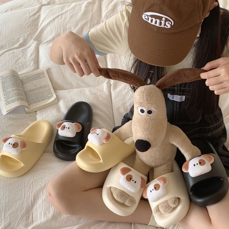 Xixitiao Dép Dép Nữ Dễ Thương Mùa Hè ins Puppy Trong Nhà Phòng Tắm Nhà Chống Trơn Trượt