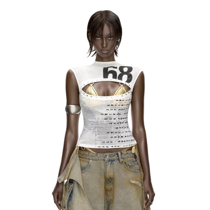 Cutenew Casual Vest Off Tay Skinny Cá Tính Niche Hot Chick Nhìn Mỏng Hơn Thời Trang Không Khí Phong Cách Nóng Mới