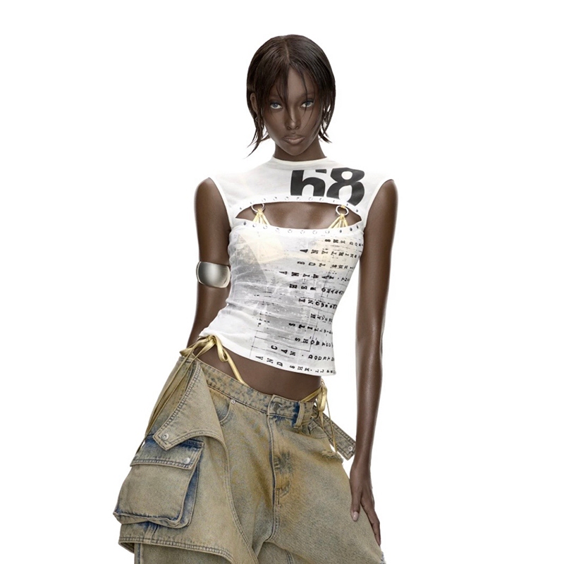 Cutenew Casual Vest Off Tay Skinny Cá Tính Niche Hot Chick Nhìn Mỏng Hơn Thời Trang Không Khí Phong Cách Nóng Mới