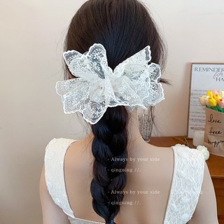 Vòng tròn tóc ruột già ren trắng phong cách mùa xuân mới dành cho nữ Phụ kiện tóc cổ điển cao cấp Hàn Quốc dành cho nữ
