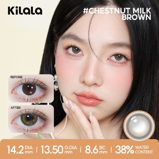 Kính áp tròng Kilala màu nâu Chestnut Milk Brown/ Yay Radiowave Black/White Peach Brownlens cận 6 tháng DIA 14.2mm  14.5mm có độ (0-7) 1 cặp