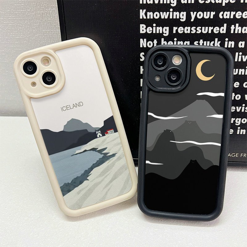 [Phiên bản nâng cấp] Ốp lưng tương thích cho iPhone 16 15 14 13 12 11 Pro X XR XS Max SE 2020 6 6S 7 8 Plus Hình bầu dục Big Eye Soft Phone Case Motif Iceland và Mountain