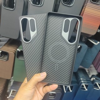 Dành Cho Samsung Galaxy S25 Ultra Carbon Aramid Fiber Từ Tính Sạc Không Dây Cho Galaxy S25 Ultra Edge TPU Ốp Lưng