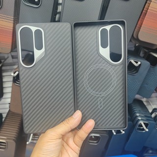 Dành Cho Samsung Galaxy S25 Ultra Carbon Aramid Fiber Từ Tính Sạc Không Dây Cho Galaxy S25 Ultra Edge TPU Ốp Lưng