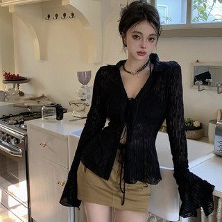 ZHELIHANGFEI Áo Sơ Mi Chiffon Mỏng Chống Nắng Cột Dây Thời Trang Cho Nữ