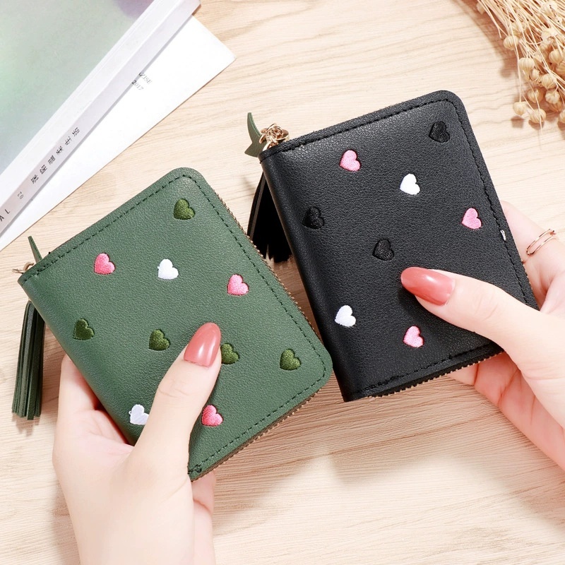 Nhà Máy Thời Trang Ví Nữ Nhỏ Ví Ngắn Dễ Thương Bé Gái Dây Kéo Da Đồng Xu Ví Nữ Ví Ly Hợp QrhYK Ví