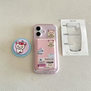 Ốp bảo vệ ví họa tiết nhãn gấu dễ thương cho iPhone11pro 12 13promax 15pro 15promax 14 14promax 14pro 16 pro max 16 plus giá đỡ điện thoại di động