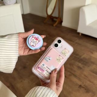 Ốp bảo vệ ví họa tiết nhãn gấu dễ thương cho iPhone11pro 12 13promax 15pro 15promax 14 14promax 14pro 16 pro max 16 plus giá đỡ điện thoại di động