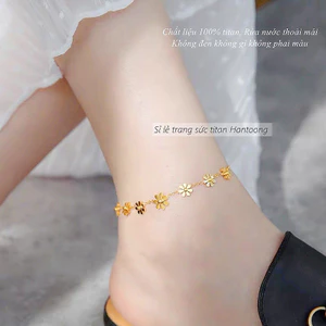 Lắc chân titan không gỉ hình hoa cúc nhỏ dễ thương mẫu mới năm cho nữ