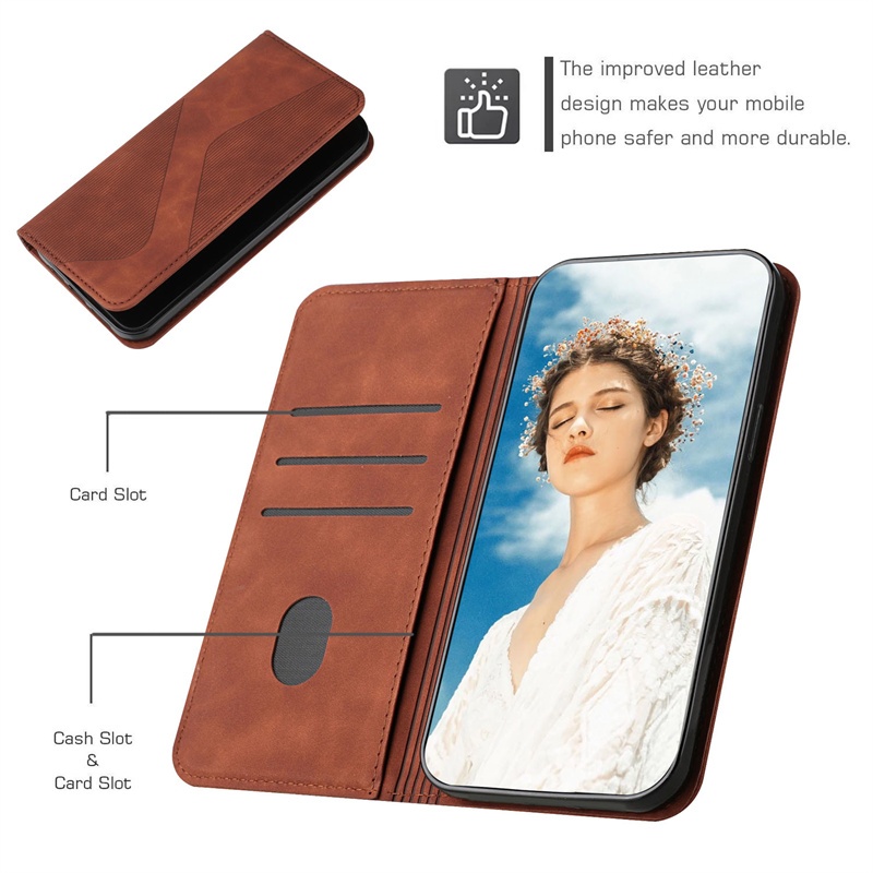 Ốp Da Cho Realme V11 V13 V20 V23 V25 V50S V60 Pro V60S Q3 Q3i Q5 Q5X Q5i 5G Retro Có Khe Cắm Thẻ Lật Ví Vỏ