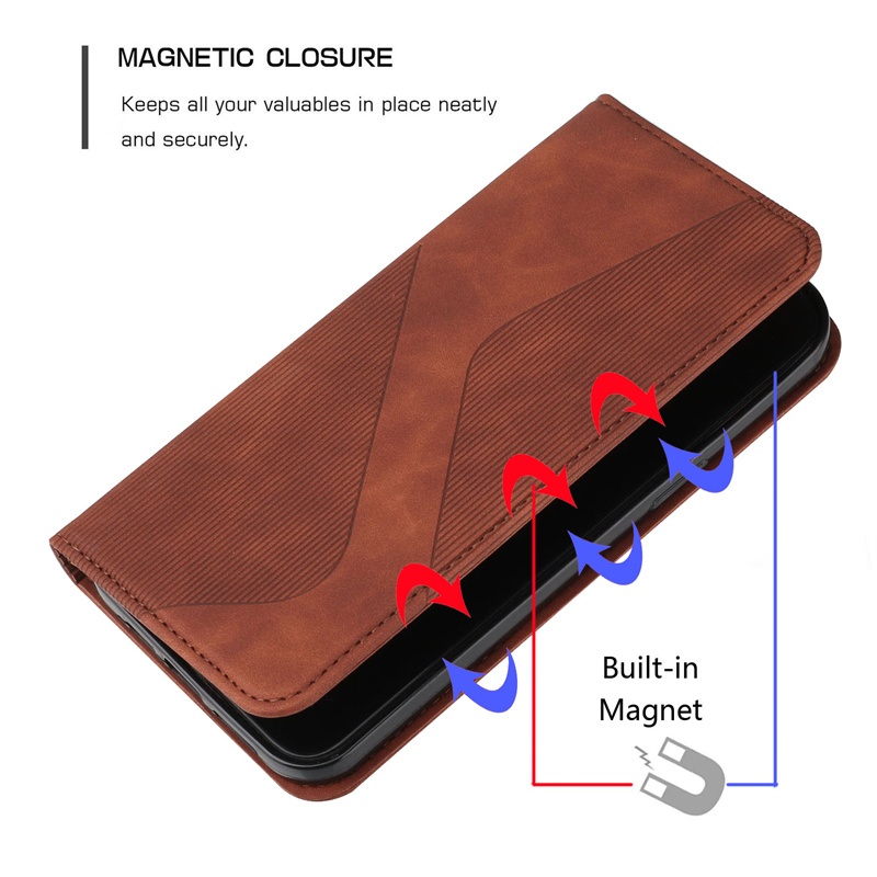 Ốp Da Cho Realme V11 V13 V20 V23 V25 V50S V60 Pro V60S Q3 Q3i Q5 Q5X Q5i 5G Retro Có Khe Cắm Thẻ Lật Ví Vỏ