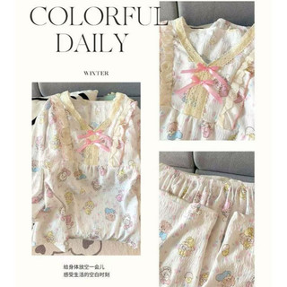 60-125kg Bộ Đồ Ngủ Kích Thước Lớn Nữ Mặc Ngoài Loungewear Mùa Hè Bộ Đồ Ngủ Dài Tay Bộ Hai Mảnh Plus Phiên Bản Béo Cloud Cotton Phong Cách Công Chúa Mỏng Phong Cách Mùa Xuân Thu Quần Hoa Rời Bộ Đồ Ngủ Kích Thước Lớn
