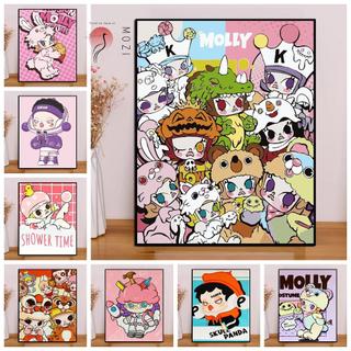 MOZI ✨40 * 50cm / 30 * 40cm Popmart tranh số hóa tranh tô màu theo số tranh sơn dầu số hoá bộ tô màu theo số tranh sơn dầu số hoá tranh số hóa theo yêu cầu tranh tô màu theo số theo yêu cầu