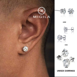 Migila unisex Bông tai Tennis tối giản sáu ngạnh, Bông tai dành cho nữ, Bông tai xỏ khuyên, Bộ bó bông tai