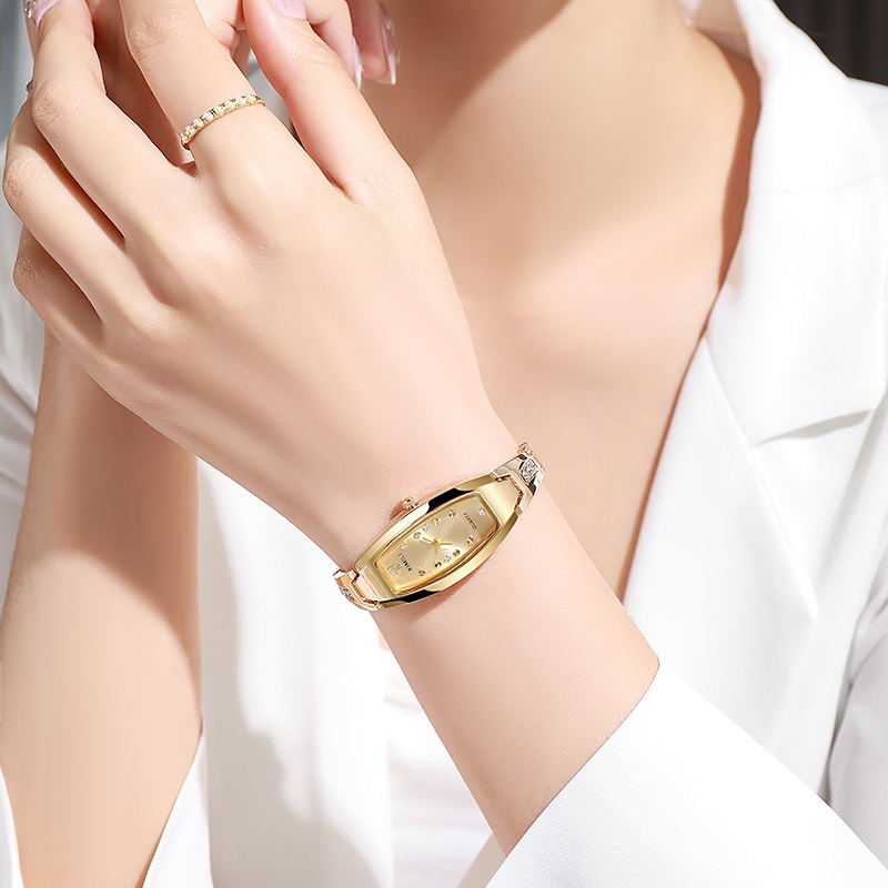 Đồng hồ nữ thời trang mới 2025 Đồng hồ nữ hình bầu dục Vòng tay nhỏ gọn và tinh tế Đồng hồ thạch anh