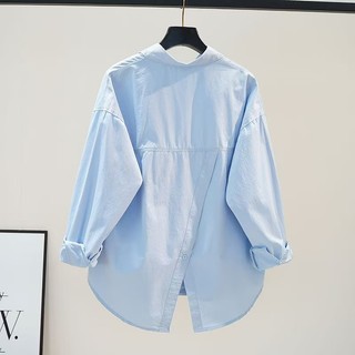 Áo sơ mi dài tay thêu Cotton dáng rộng phong cách Hàn Quốc dành cho nữ