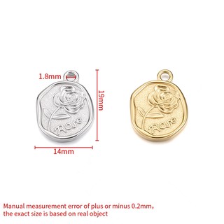 Mặt dây chuyền hoa hồng bằng thép không gỉ hai mặt Phụ kiện trang sức tự làm Vàng 18k Quyến rũ hoa dập nổi