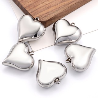 Lớn Đánh Bóng Thép Không Gỉ Trái Tim Mặt Dây Chuyền Trang Sức Tự Làm Vòng Cổ Vòng Tay Phụ Kiện Tình Yêu Quyến Rũ
