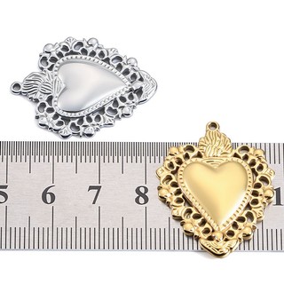 Được đánh bóng bằng thép không gỉ Gothic Hình trái tim Mặt dây chuyền tự làm Phụ kiện trang sức Vàng 18k Retro Charms