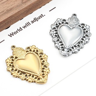 Được đánh bóng bằng thép không gỉ Gothic Hình trái tim Mặt dây chuyền tự làm Phụ kiện trang sức Vàng 18k Retro Charms