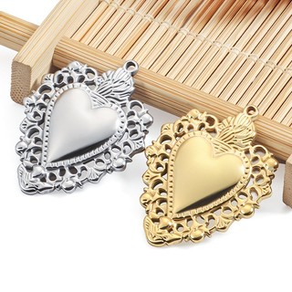Được đánh bóng bằng thép không gỉ Gothic Hình trái tim Mặt dây chuyền tự làm Phụ kiện trang sức Vàng 18k Retro Charms