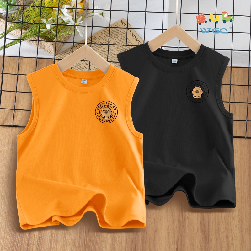 W.G.Q  Áo Ba Lỗ Bé Trai / Bé Gái, Vải Cotton Nguyên Chất, Mềm Mại Thoải Mái Với In capybara