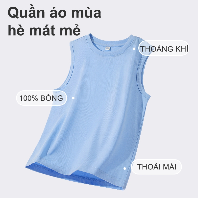 W.G.Q  Áo Ba Lỗ Bé Trai / Bé Gái, Vải Cotton Nguyên Chất, Mềm Mại Thoải Mái Với In capybara