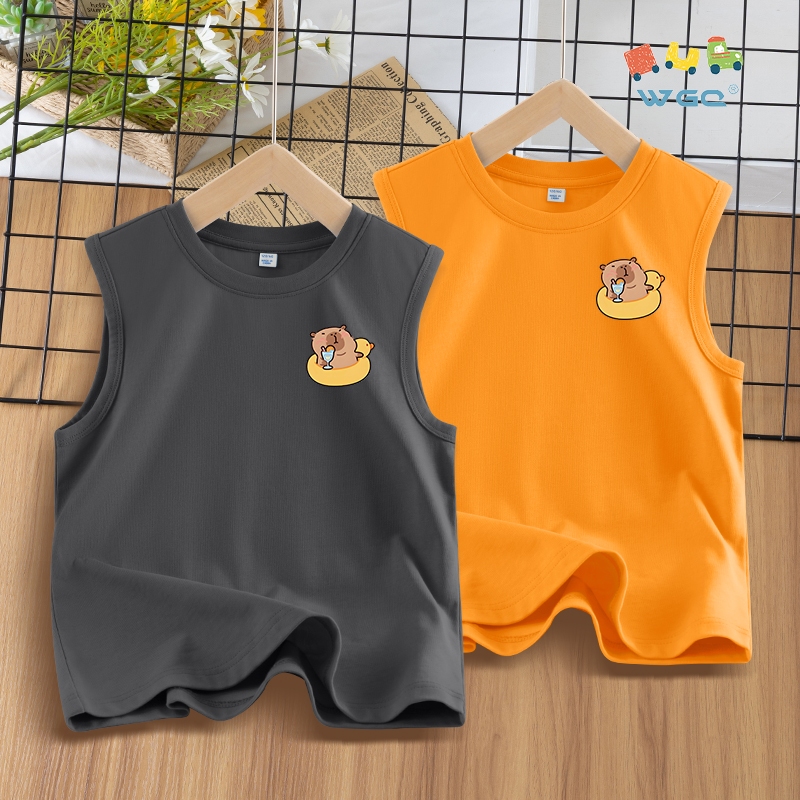 W.G.Q  Áo Ba Lỗ  bé trai / bé gái, mềm mại thoải mái, thấm mồ hôi thoáng khí, có in capybara