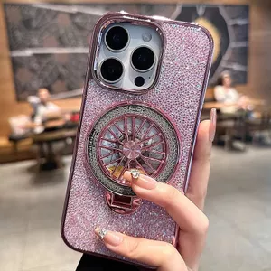 Kim cương lấp lánh / khung con quay hồi chuyển / vỏ cứng tương thích cho iPhone 11 12 pro max 13 pro max 14 pro max 15 pro max 16 pro max
