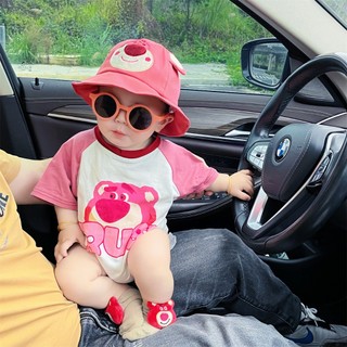Sơ Sinh Mùa Hè Họa Tiết Gấu Hoạt Hình Ngắn Tay Quần Áo Phù Hợp Với Bé Trai Và Bé Gái Cotton Mềm Mại Thoáng Khí Áo liền quần (0-24m)