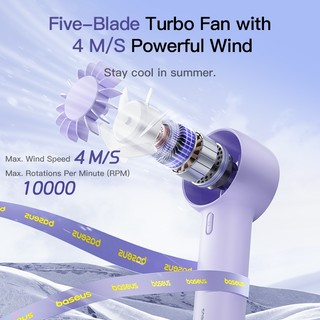 Quạt cầm tay mini siêu nhẹ Baseus GoTrip DT1 4 M/S Tốc độ gió mạnh & Tối đa 10000 vòng/phút 39dB Hoạt động êm ái