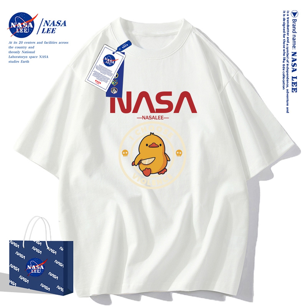 Áo thun ngắn tay NASA họa tiết vịt vàng, cotton, unisex