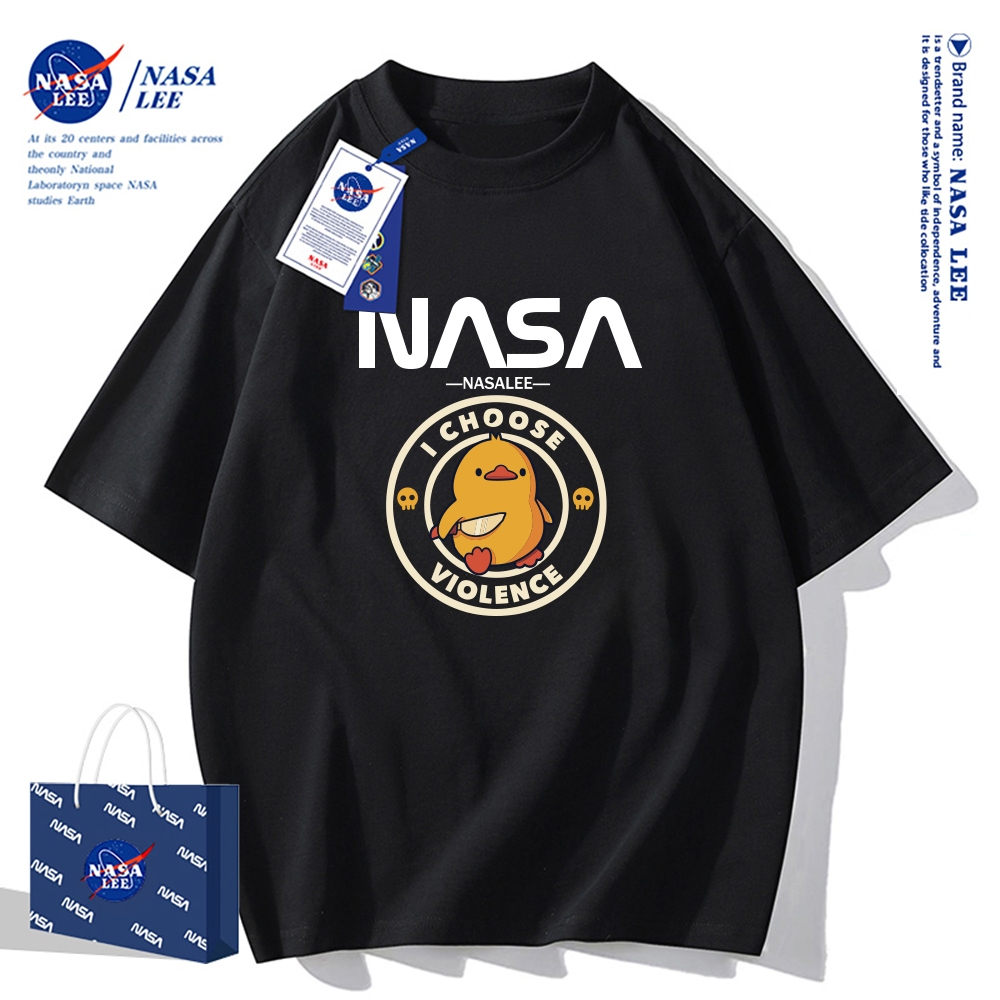 Áo thun ngắn tay NASA họa tiết vịt vàng, cotton, unisex